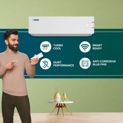 Blue Star 2 Ton 3 Star, Inverter Split AC (Copper, Convertible 5 in 1 Cooling, Auto Defrost, Dust Filters, Blue Fins, IE324YNU, White)