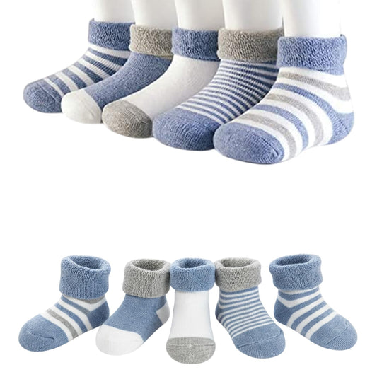 MOMISY 5 Pairs Baby Girl Boys Tube ankle Socks for Baby Girl BoysToddlers Infant kids (Blue, 0 Months to 6 Months)