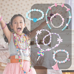SYGA Beads for Kids Crafts Children's Jewelry Making Kit DIY Bracelets Necklace Hairband and Rings Craft Kits Birthday for 4, 5, 6, 7-Year-Old Little Girls-Multicolor (DIYBeadsSet-3)