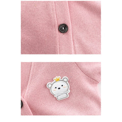 MOMISY Baby Boy & Girls Cotton Blend Sweater Jacket Front Open V Neck Cardigan- 1 to 2 Years-Pink