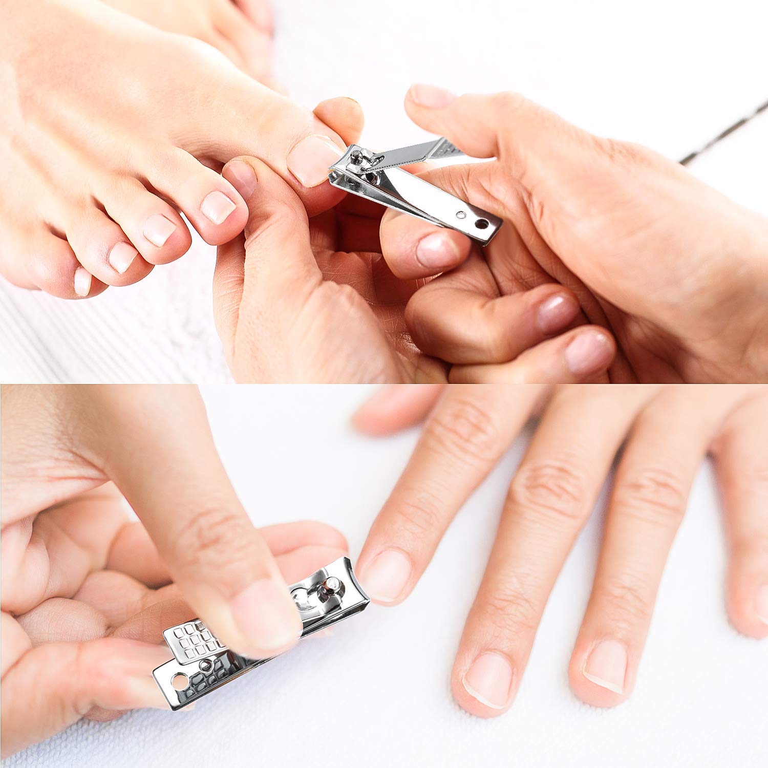 SYGA Nail Pack of 3 Clipper Set - Premium Silver Stainless Steel Deluxe Fingernail and Toenail Clipper Cutter
