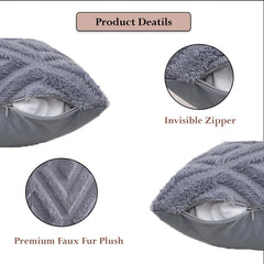 MOMISY Corduroy Cushion Throw Pillow Covers, Diamond, 45 x 45 cm, 18 x 18 inch (2, Grey2)