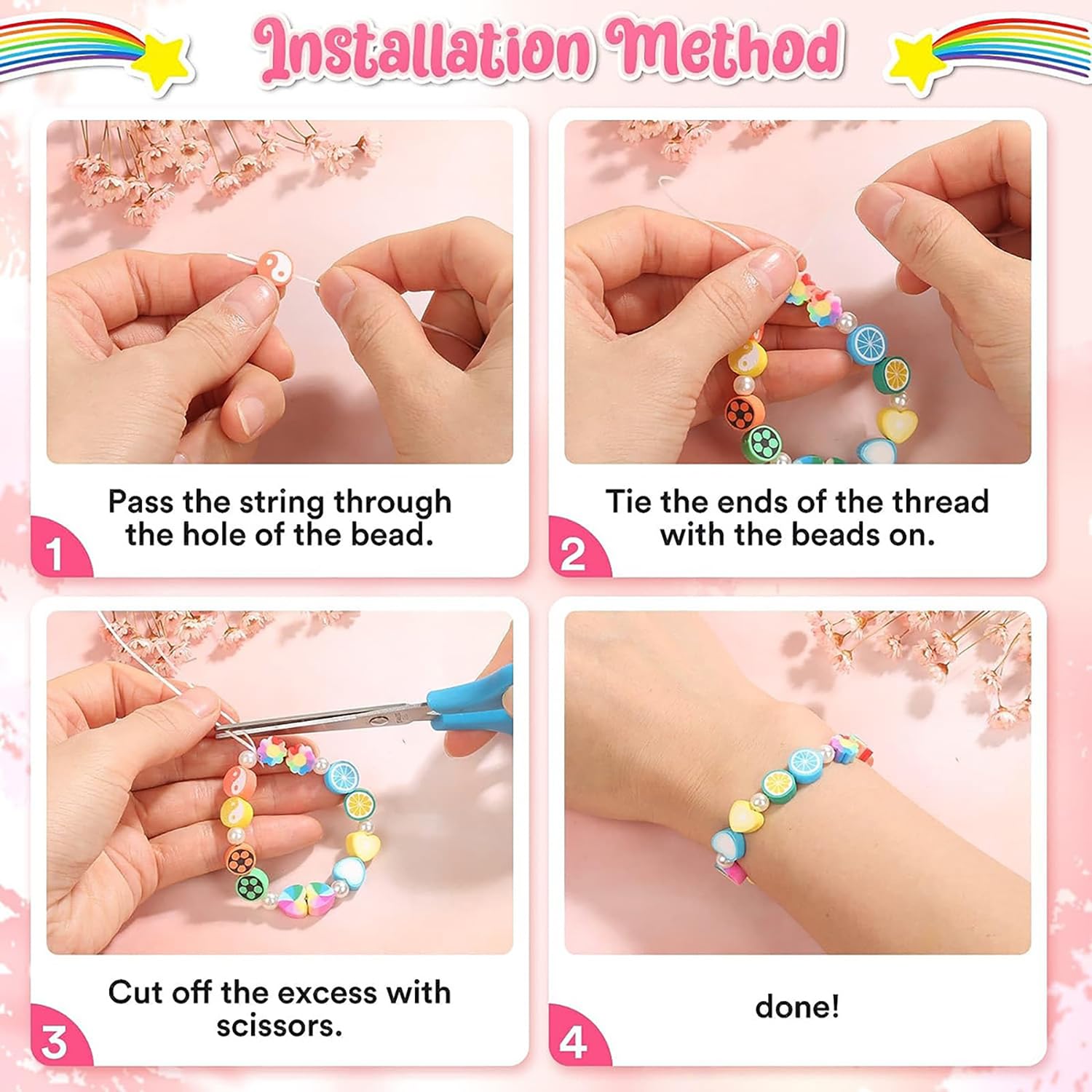 SYGA Beads for Kids Crafts Children's Jewelry Making Kit DIY Bracelets Necklace Hairband and Rings Craft Kits Birthday for 4, 5, 6, 7-Year-Old Little Girls-Multicolor (DIYBeadsSet-29)
