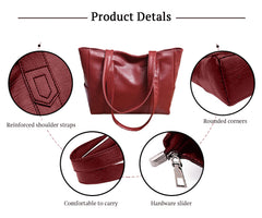 SYGA Women's Crossbody Bag, Single Shoulder Strap, Zipper Closure, Genuine Leather, Burgundy