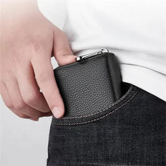 MOMISY PU Leather Credit Debit Card Holder Wallet Card Case ID Case Organizer Holder Zipper Wallet Coin Purse for Men & Women (14 Slots Black)