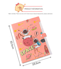 SYGA Cartoon Astronaut 6-Gate File Folder for A4 Student Exam Paper Organizing and Storage(Pink)
