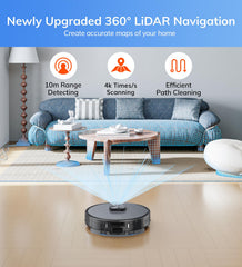ILIFE A20 Pro Robot Vacuum Cleaner & Mopping,6500Pa Strong Suction,Advanced LiDAR Navigation,Customized Cleaning Upto 4500sft,5200mAh,WiFi App,Alexa,GH,Ideal for Cats,Dogs Hair