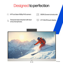 HP All-in-One, Intel Core Ultra 7 155U (16GB DDR5,1TB SSD) IPS, 300 nits, Touch, Anti-Glare, FHD, 27inch(68.6cm), Win11, M365*, Shell White, 6.72kg, FHD IR tilt Camera w/Privacy shuttter, 27-cr1418in