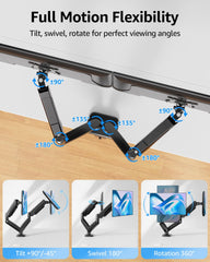 MOUNTUP Dual Monitor Stand for Desk, Gas Spring Monitor Arms for 32 27 24 22 Inches, Height Adjustable Double Monitors Mount, VESA Mount with C-Clamp & Grommet Base, Holds 4.4-17.6lbs, Black
