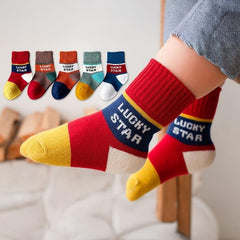 MOMISY 5 Pairs Baby Girl Boys Tube ankle Socks for Baby Girl BoysToddlers Infant kids (Lucky Star, 3 year to 5 year)