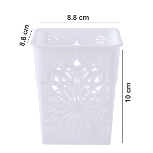 SYGA 4 Pieces Plastic Square Shape Storage Pen Holder_White