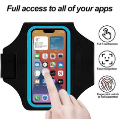MOMISY Armband Arm Band Bag for Mobile for Cycling, Running, Jogging, Gym Exercise, Outdoor Sports Waterproof Compatible with iPhone & Other Phones, Size up to 7.0 inch (Blue)