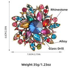 SYGA Brooch Pin Fashion Crystal Rhinestone Jewellery Pin Vintage Clothing Accessories Decoration Full Diamond Flower Multicolor Brooches For Women- S216