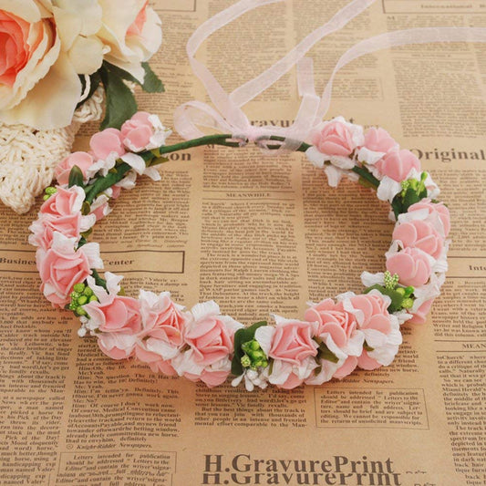 SYGA Women Rose Flower Headband Tiara and Hand Band with Adjustable Ribbon