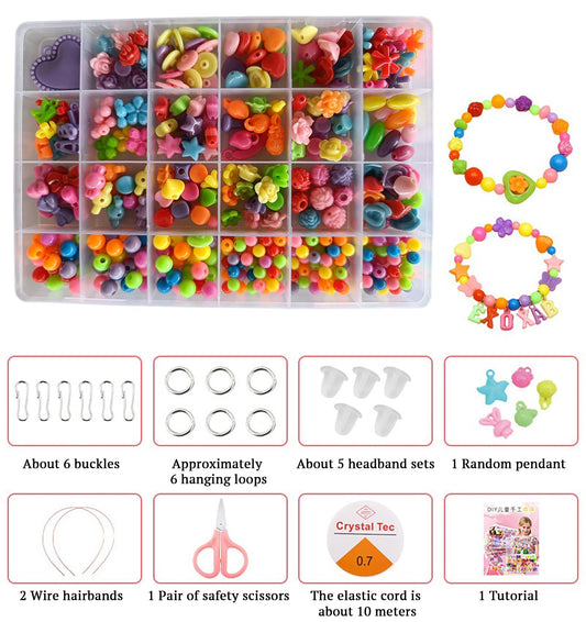 SYGA Beads for Kids Crafts Children's Jewelry Making Kit DIY Bracelets Necklace Hairband and Rings Craft Kits Birthday for 4, 5, 6, 7-Year-Old Little Girls-Multicolor (DIYBeadsSet-17)