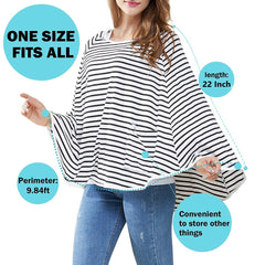 MOMISY Car Seat Canopy Nursing Scarf Poncho Multi-Use Cover, Shopping Cart Cover, Stroller Cover, Infinity Scarf 360° Privacy Breastfeeding Protection, Baby Shower - Black White Strip