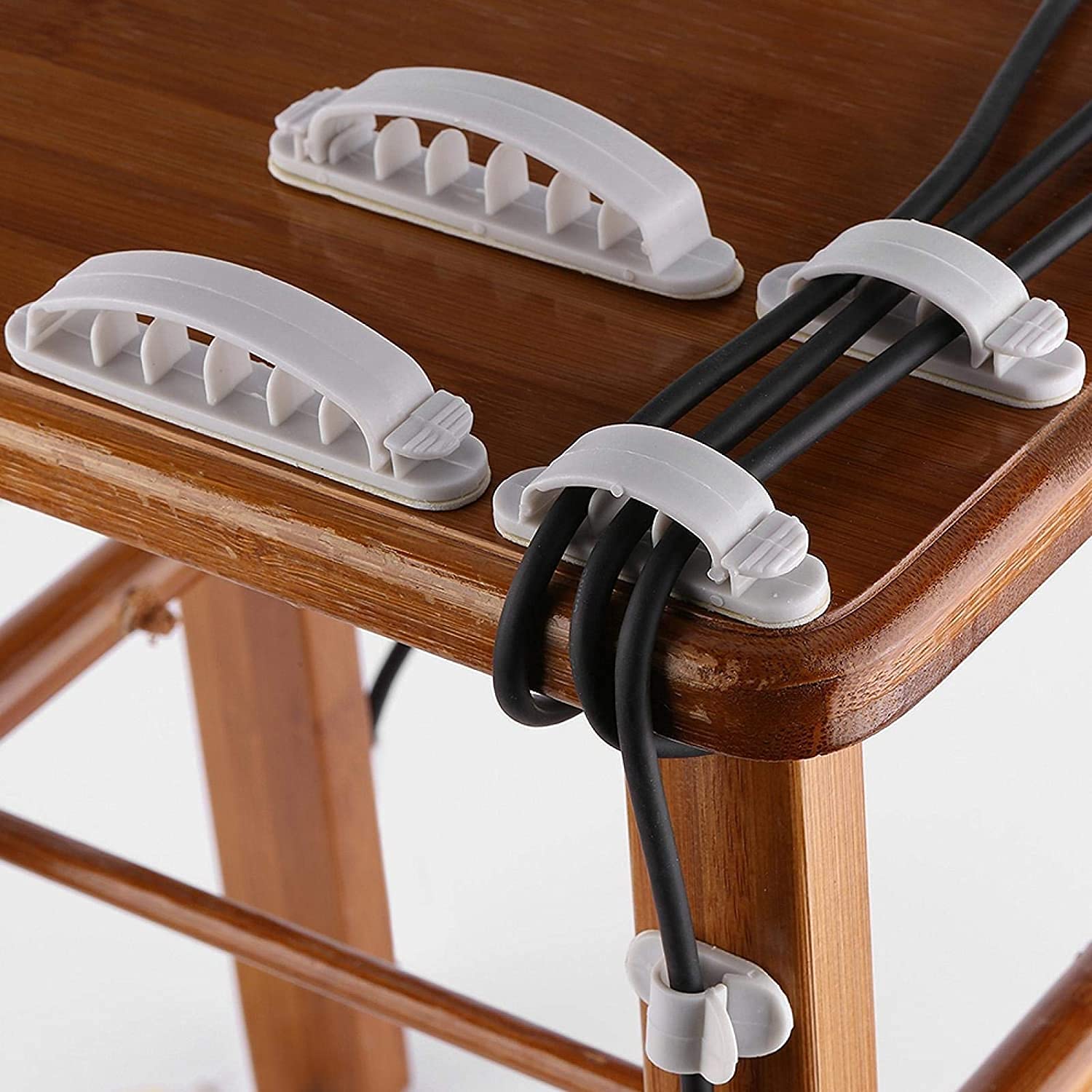 Syga Set of 10 Cable Management Clips Adhesive Wire Clips Wall Multi-Pack Cable Tie Holder