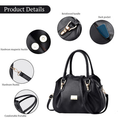 SYGA Women's Bags Soft Leather Middle-Aged And Elderly Women's Bags Single Shoulder Crossbody Bag(Black)