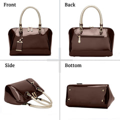 SYGA Gloosy versatile patent leather women's bags, texture and personality, portable Handbag, crossbody bag(COFFEE)
