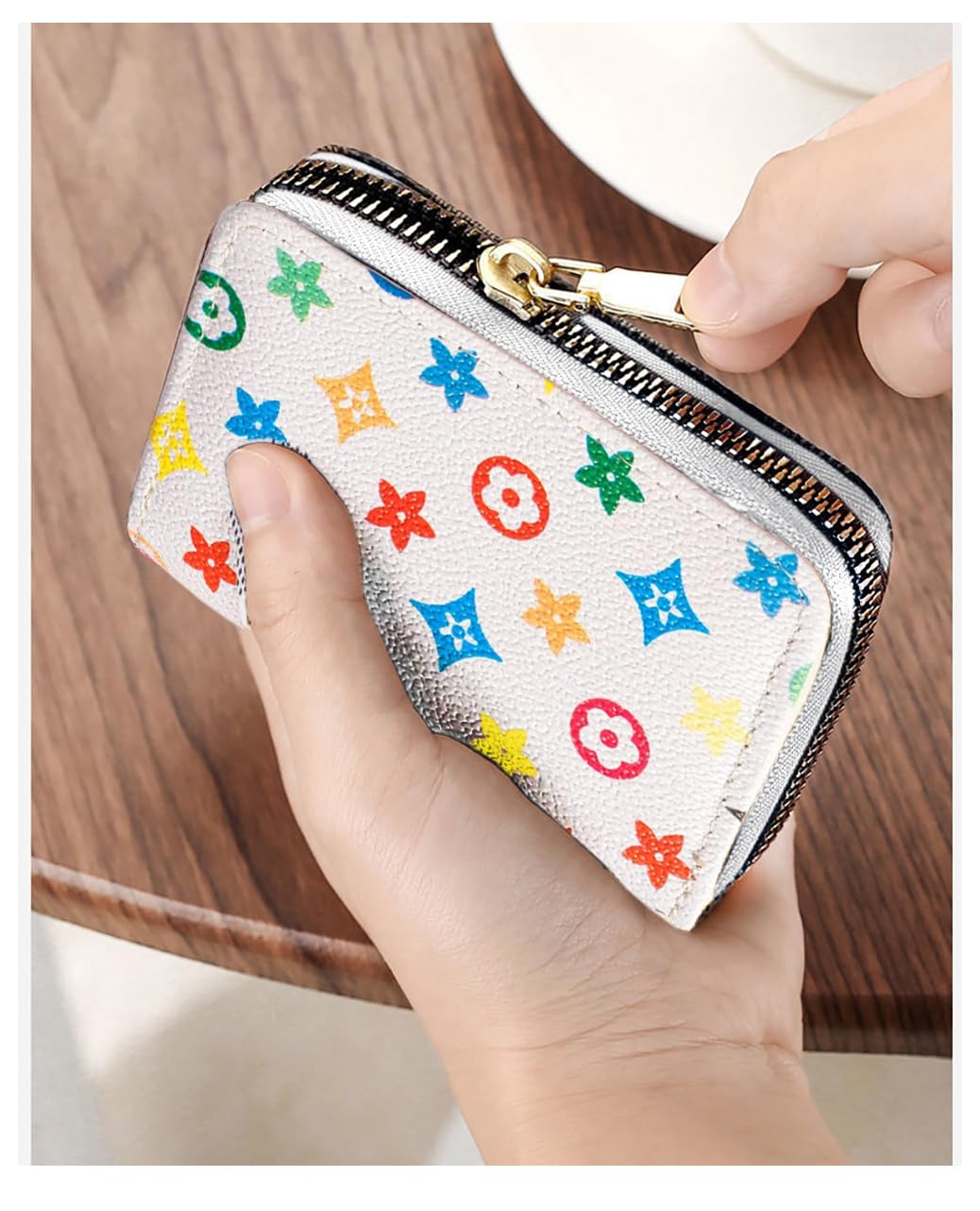 SYGA Card Bag Multi-Card Business Card Bag Zipper Coin Purse Card Holder Supports(Star-White-Style-9)