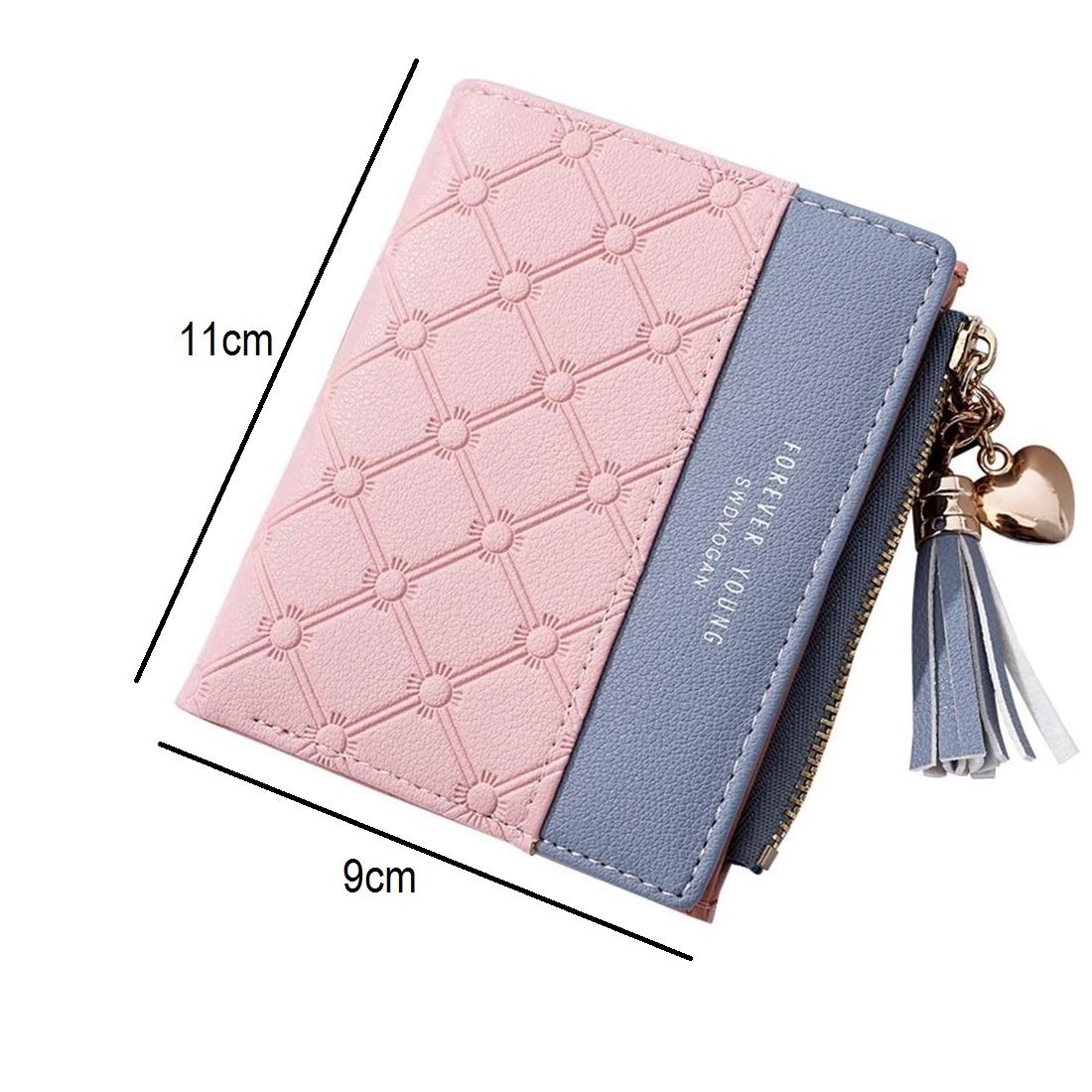 SYGA Pink/PU Leather/Bifold Wallet/Card Holder/Clutch/Purse for Women/Ladies/Female/Pack of 2 pieces/Size: 11 * 9 CM