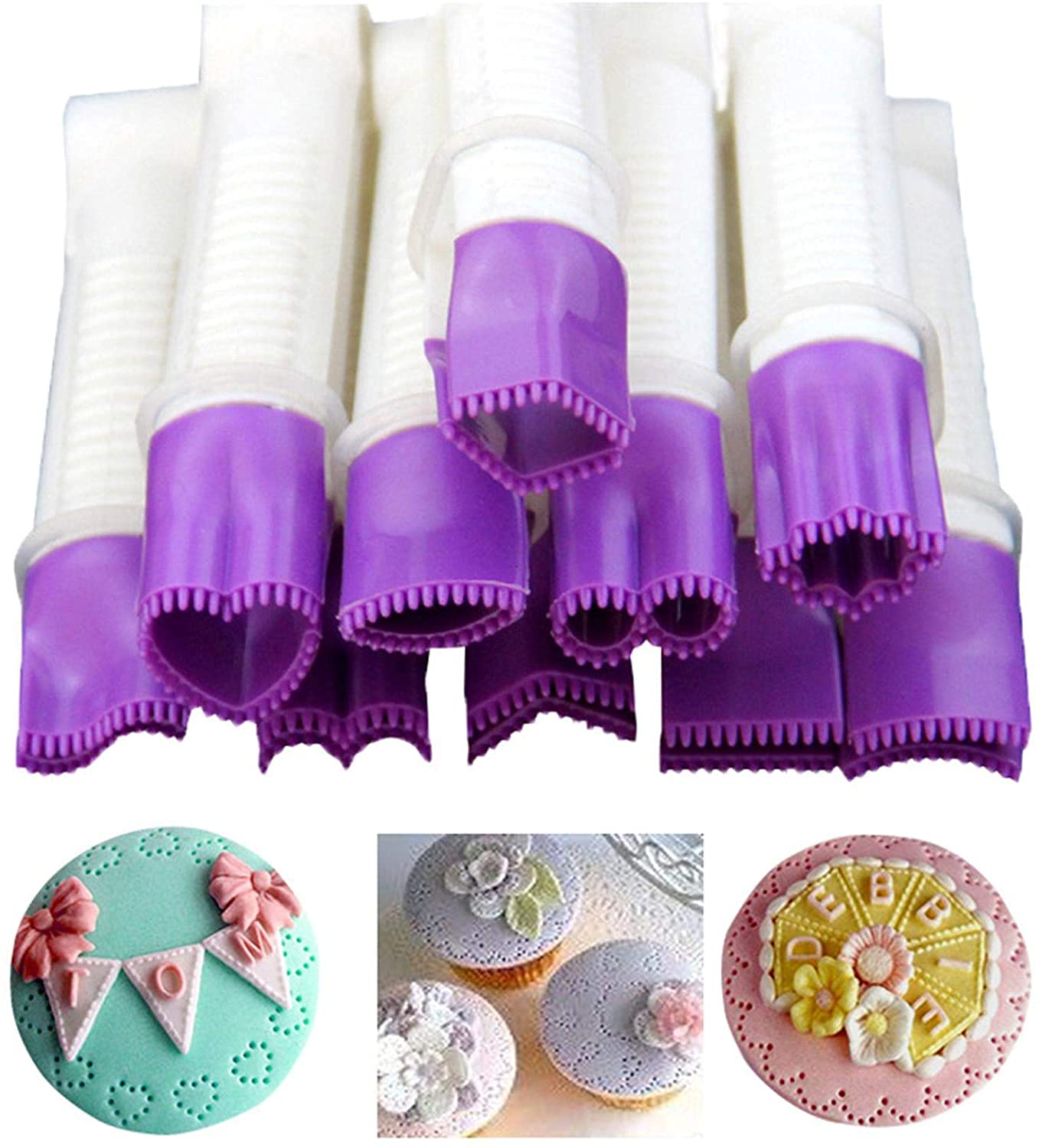 SYGA Cake Lace Tweezers Clips Food Grade Plastic Cookie Stamp Mould Cake Cupcake Fondant Decorating Tool Edge Clip- Pack of 10pcs/Set