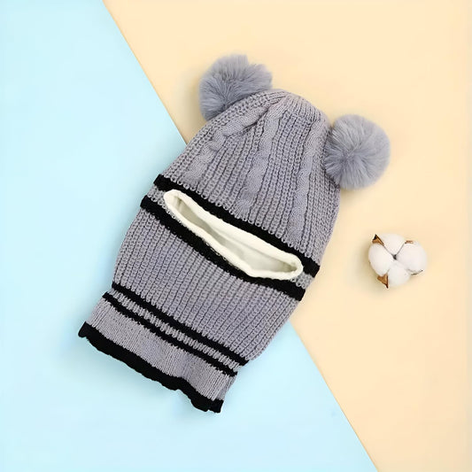 MOMISY Winter Soft Woolen Monkey Cap with Velvet Lining for Baby Boys, Girls, Infant, Toddler, 2-5 Years (in, Age, 2 Years, 5 Years, Grey)