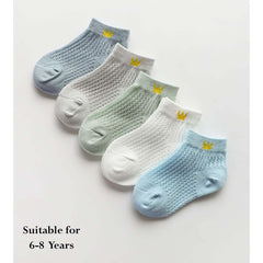 MOMISY 5 Pairs Tube Socks for children Toddlers Infant Baby Girl Boys (ThinCrown-Boys, 6 Year to 8 Year)