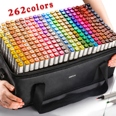 SYGA 168 Graphic Marker Set, Dual Tips Blender Art Markers for Drawing Sketching Coloring Artist Pens and Underlining, Professional Permanent Sketch Markers for Kids and Adult (Multicolor)
