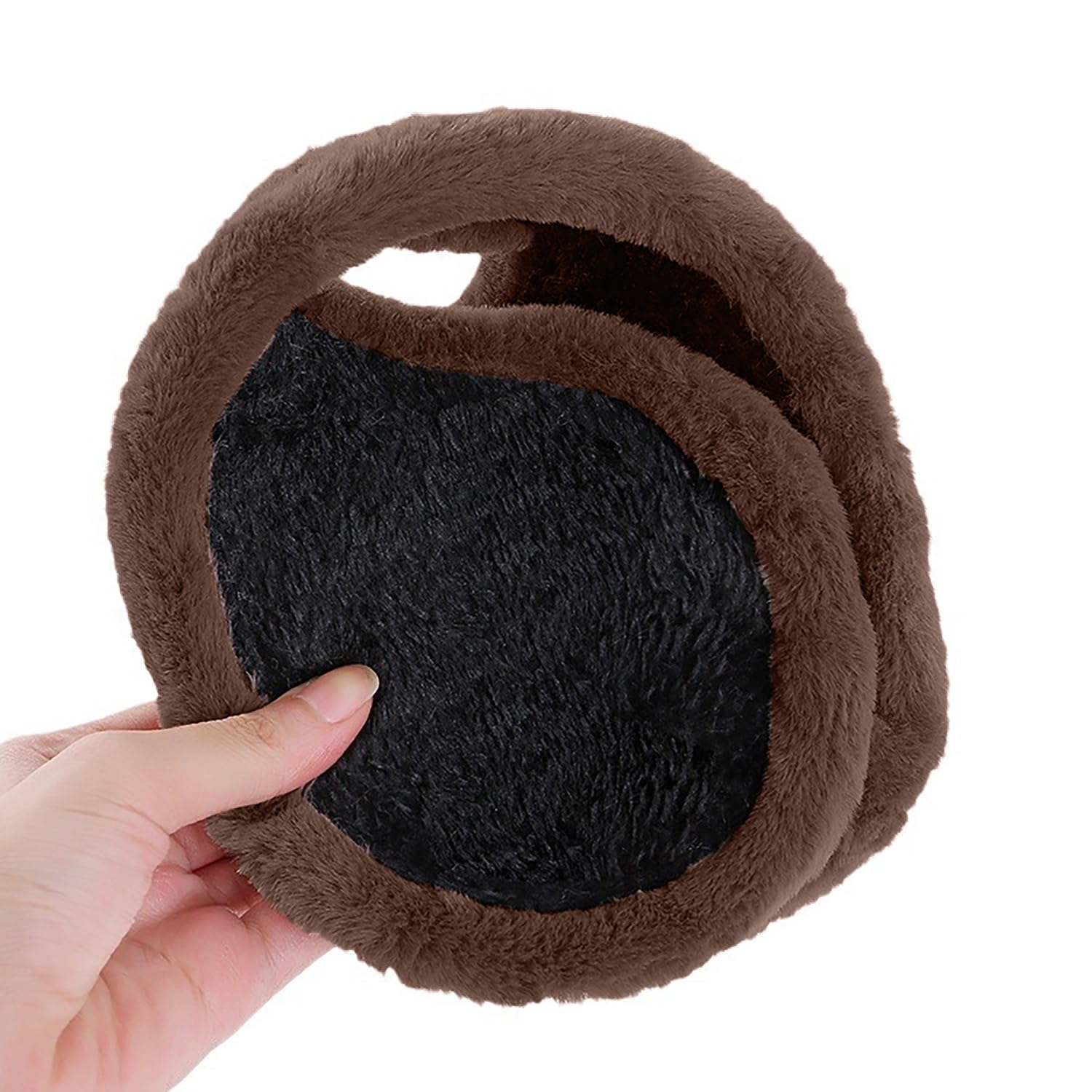 SYGA Winter Men's Trendy Warm Earmuffs Thickened Plush Back-Worn Earmuffs Winter Cold-Proof(Coffee)