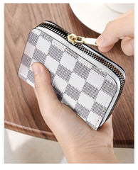SYGA New Chex Design Card Bag Fashion Multi-Card Business Card Bag Zipper Coin Purse Card Holder Supports(CHEX-White-Style-6)