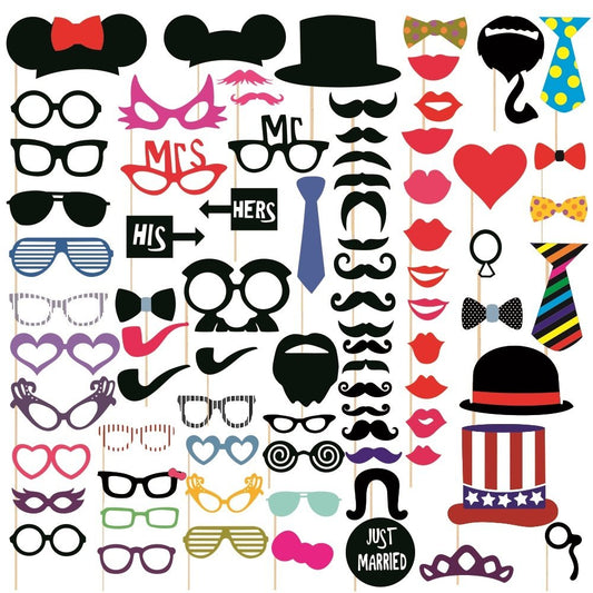 Syga Party Photo Booth Props - Set of 76