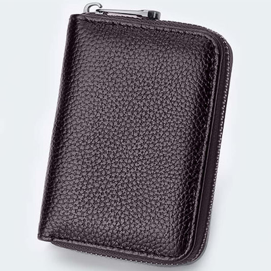 MOMISY PU Leather Credit Debit Card Holder Wallet Card Case ID Case Organizer Holder Zipper Wallet Coin Purse for Men & Women (20 Slots PVC Brown)