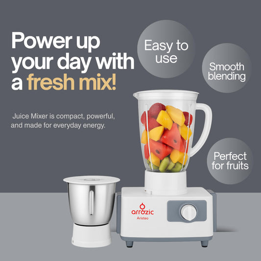 ARROZIC Aristeo Juicer Mixer Grinder, 500W, 1.5L and 1L Jars, Stainless Steel Blades
