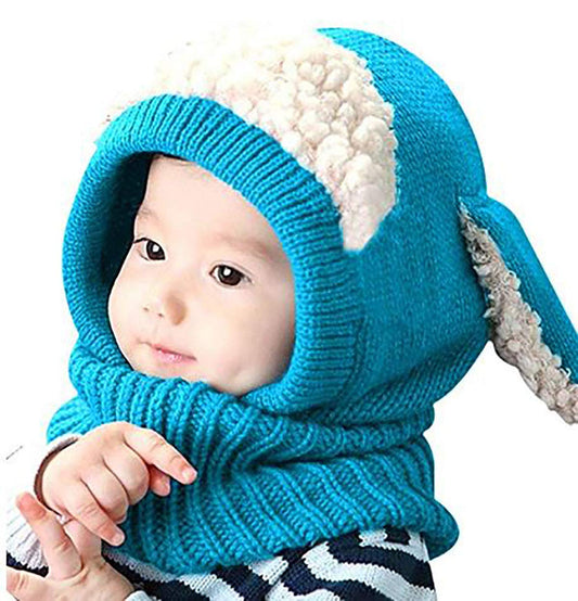 SYGA Unisex Wool Cap for Cap Kids Warm Winter Hat Neck & Ears Warme Beanie with 2-4 Year Baby Cap Blue
