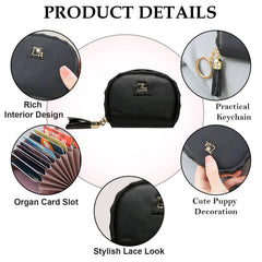 MOMISY PU Leather Women's Credit Debit Card Holder Money Wallet Purse Clutch (11 Slots Black)