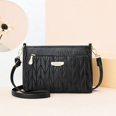 MOMISY Shoulder Sling Bag with Long Strap for Women Zipper Closure Handbags Multipurpose Crossbody Purse Ladies (Black Leaves) Size: 24 * 15 * 10cm