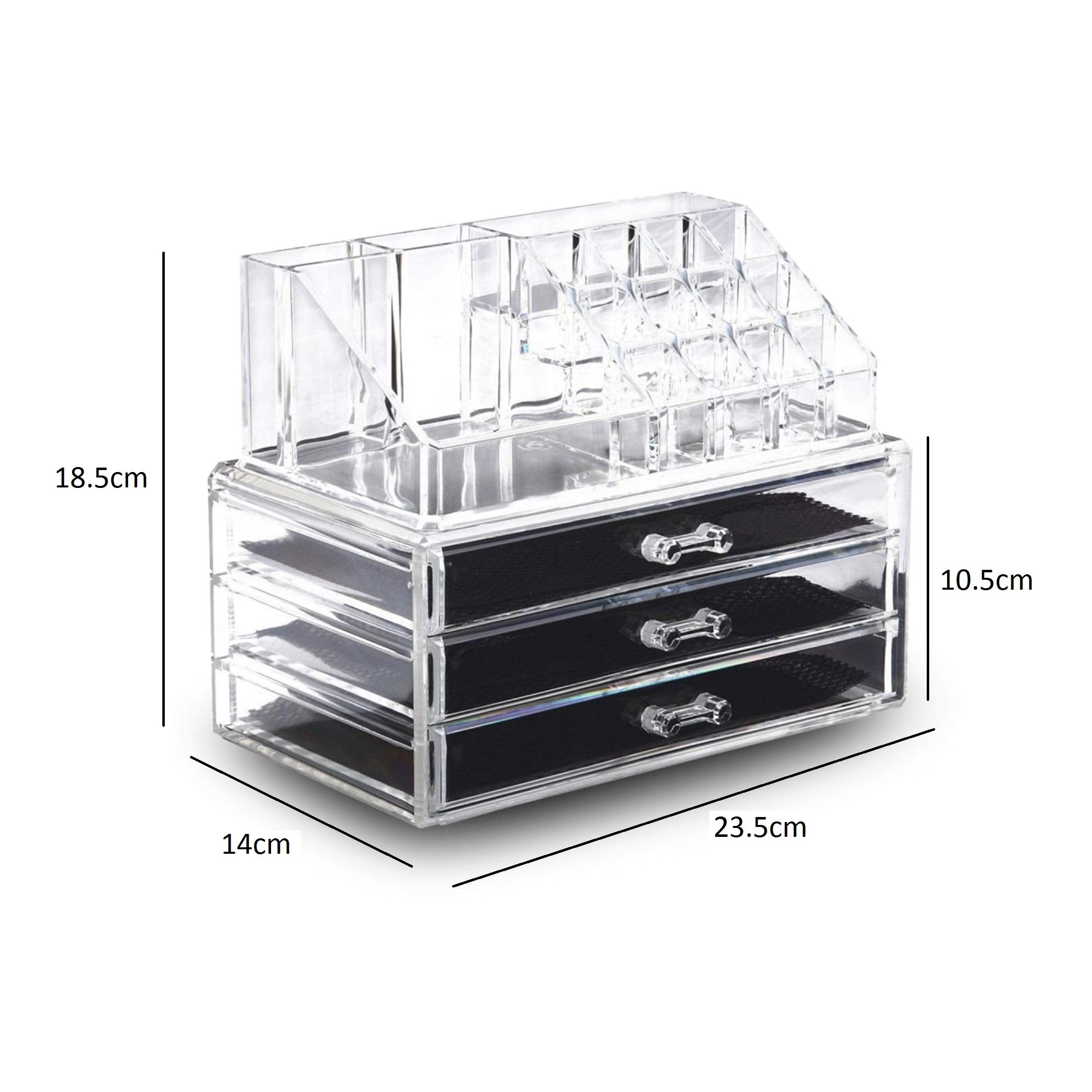 SYGA 1 Piece Acrylic 3 Drawers 16 Grid Stackable Cosmetics Makeup Storage Cube Organizer Jewelry Storage Display Box