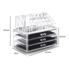 SYGA 1 Piece Acrylic 3 Drawers 16 Grid Stackable Cosmetics Makeup Storage Cube Organizer Jewelry Storage Display Box