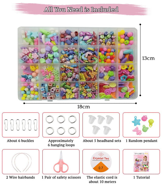 SYGA Beads for Kids Crafts Children's Jewelry Making Kit DIY Bracelets Necklace Hairband and Rings Craft Kits Birthday for 4, 5, 6, 7-Year-Old Little Girls-Multicolor (DIYBeadsSet-24)
