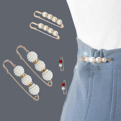 SYGA 8 Pcs Safety Pins Adjustable Fashion Waist Pin Women Trousers Pearl Brooch Collar Pin Pin Buckle Waist Pants Garment Apparel Accessories - N1