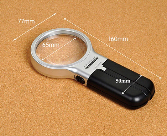 SYGA Hand Held Multifunctional 3-in-1 Magnifier Small Glass with LED Lights Stand_3X Zoom