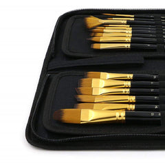 SYGA Paint Brushes - 15 Pc Art Brush Set for Watercolor, Acrylic, Oil & Face Painting | Short Handle Artist Paintbrushes