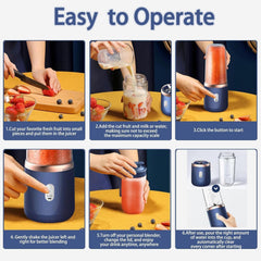 Portable Blender Electric Juicers Fruit Mixers USB Rechargeable Smoothie Mini Personal Juicer 6 Blades 3Gears With 1500 Mah Rechargeable Battery-Smoothie Blender (Style2)