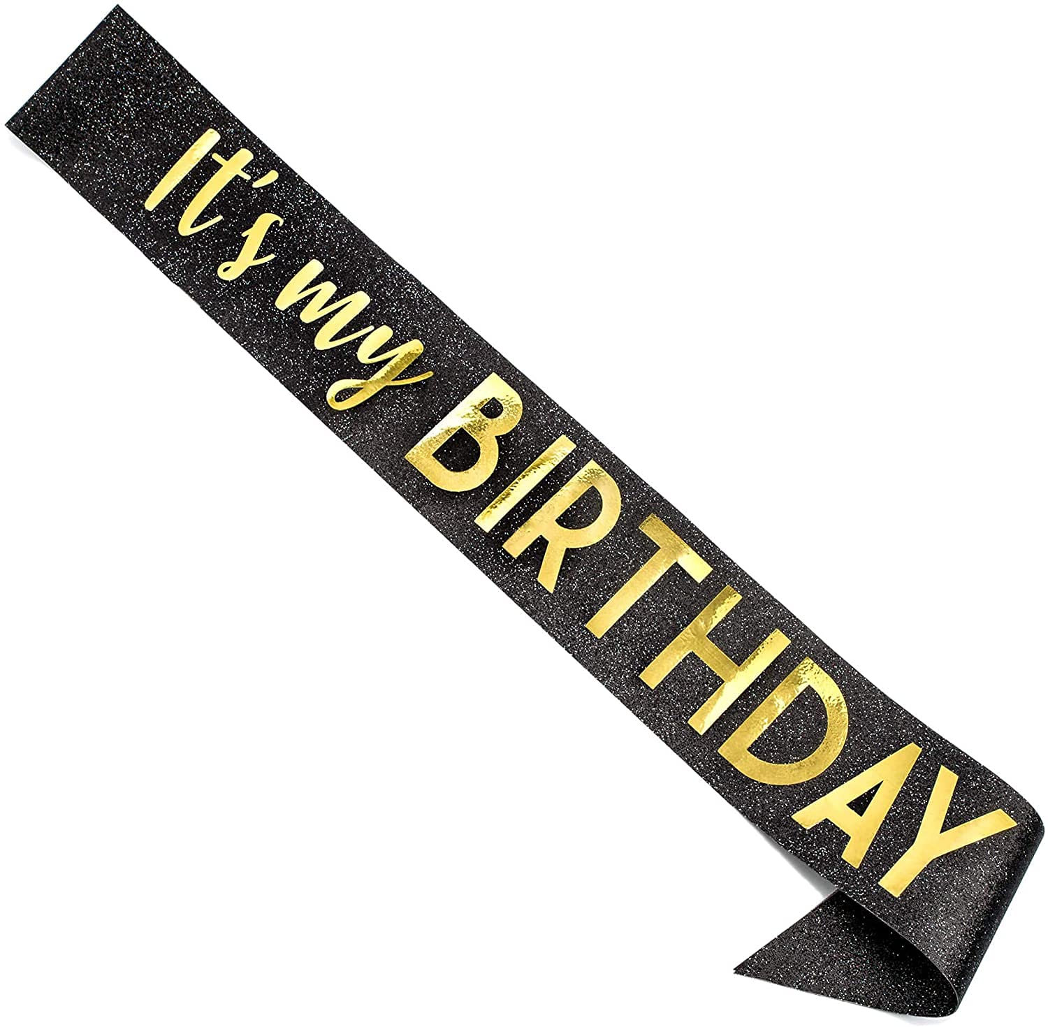 SYGA Birthday Queen Sash Birthday Party Sash Shiny Glitter for Women Girls Princess Elegant Party Decoration Accessory Supplies Gifts for Girl Women with Fun Party Queen Lettering-Gold, 154cm Long