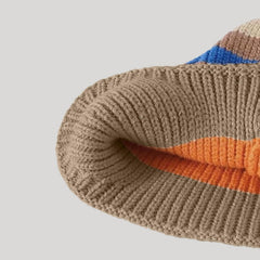 SYGA Baby Winter Cap 1-5 Years Wool Multi-Stripe Warm Knitted Hat with Ear Protection Rainbow hat [Khaki]