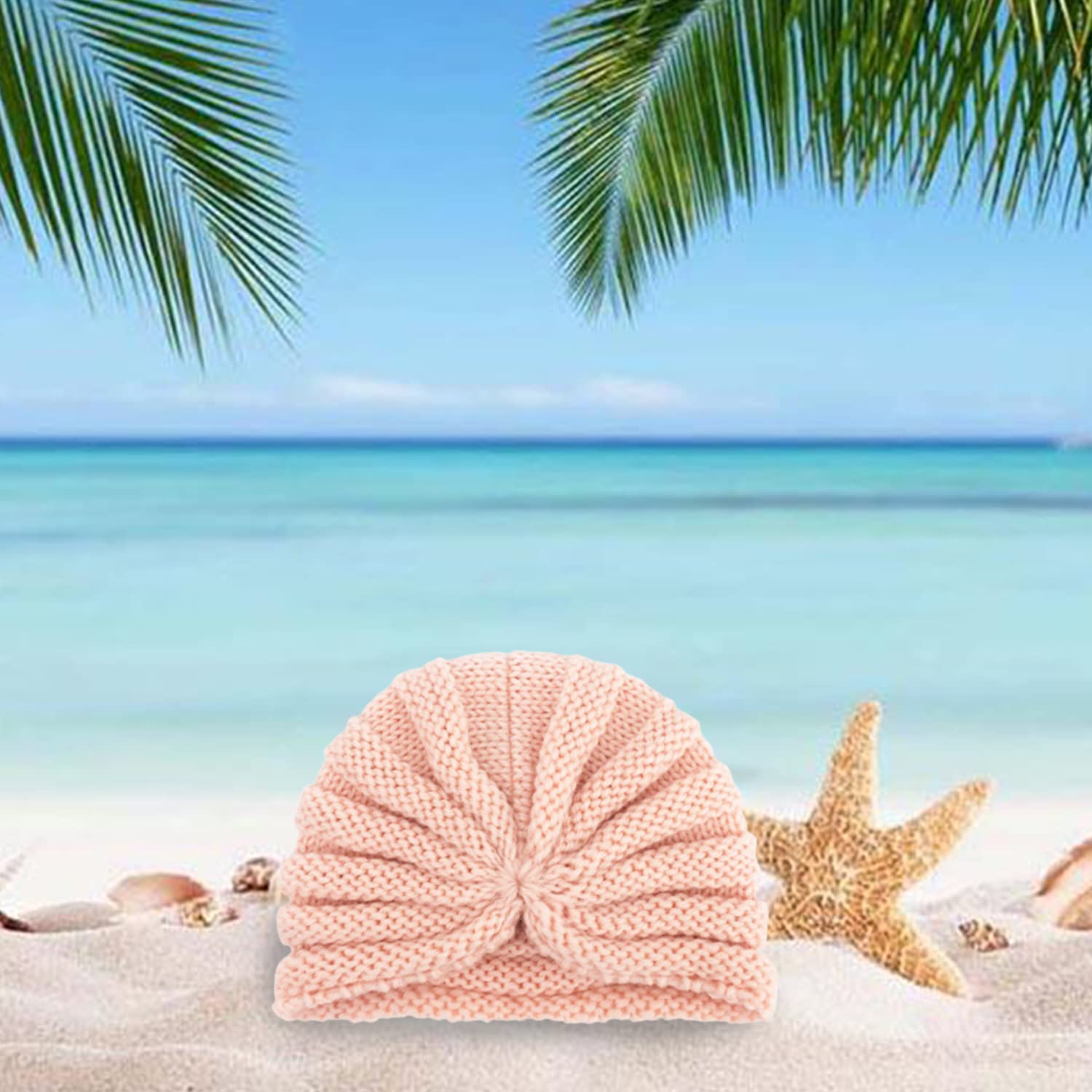 SYGA Baby Turban Cap Unisex Winter Woolen Warm Hat Bowknot Knitted Infant Toddler Cap 0-3 Years Beige