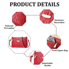 MOMISY Sling Bag with Long Strap for Women Shoulder Zipper Closure Handbags Multipurpose Crossbody ladies Daily (Red Leaves)