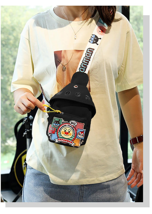 SYGA Celebrity Cartoon Canvas Small Bag Girl Children's Bag Shoulder Messenger Bag Chest Bag(Black)