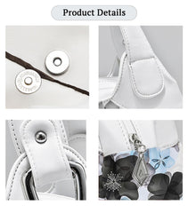 SYGA Women's Printed PU Leather Hobo Bag, Multiple Colors and Patterns, Crossbody Shoulder(WHITE FANTASY BLUE FLOWER)